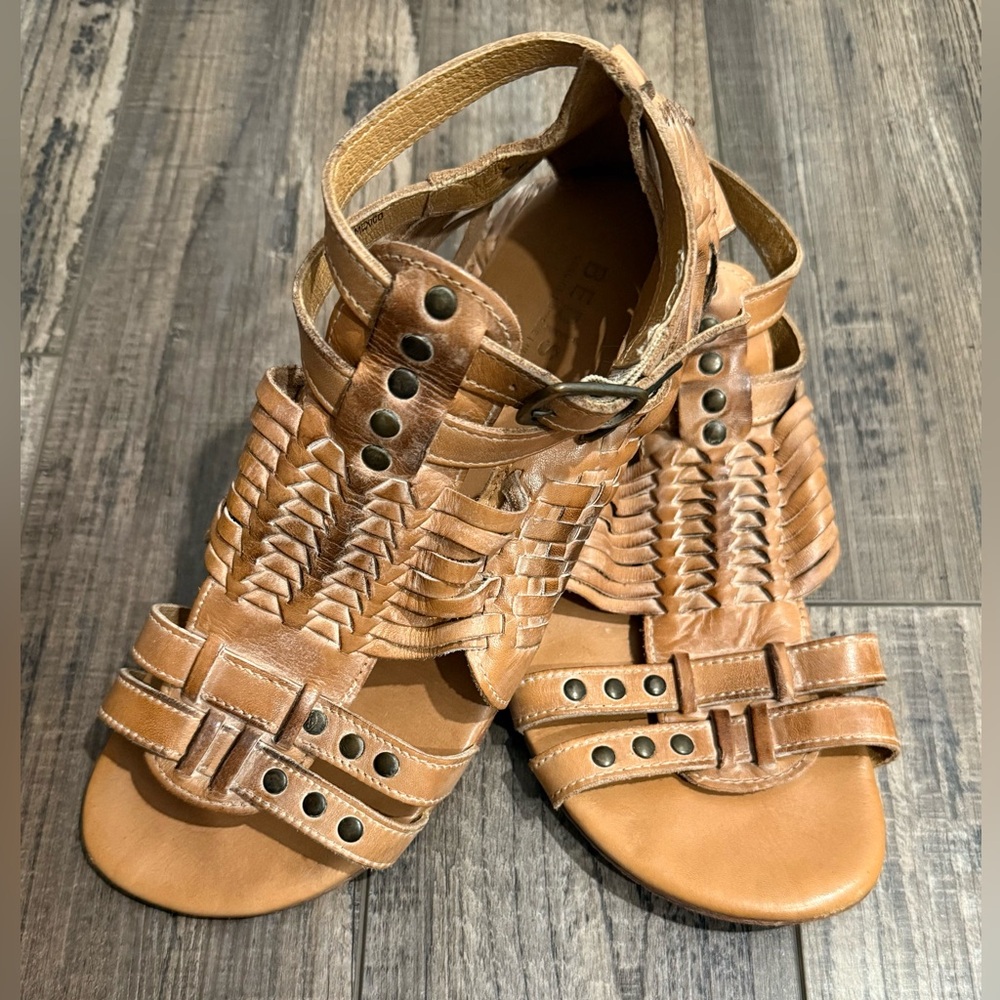 Bed Stu Claire III Tan Leather Huarache Sandals 10 - Picture 2 of 8